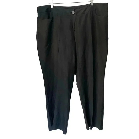 Lane Bryant Linen Blend Solid Black Dress Pants Women Plus Size 20/2X Pockets - Picture 1 of 6